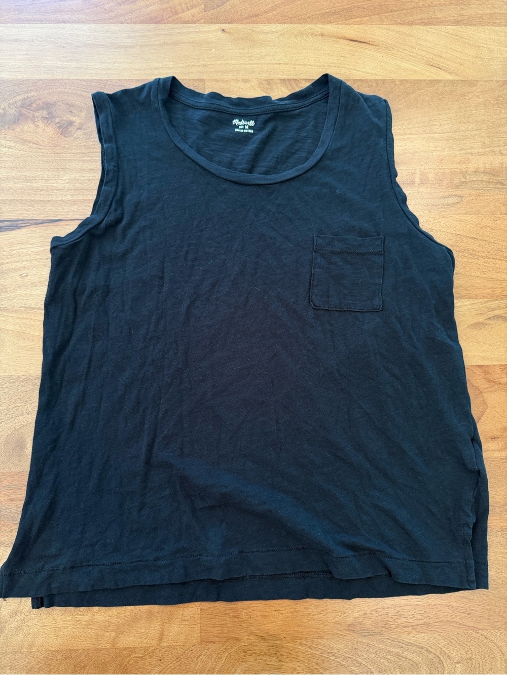 Madewell Black Sleeveless Cotton Pocket Tank  - Size Medium